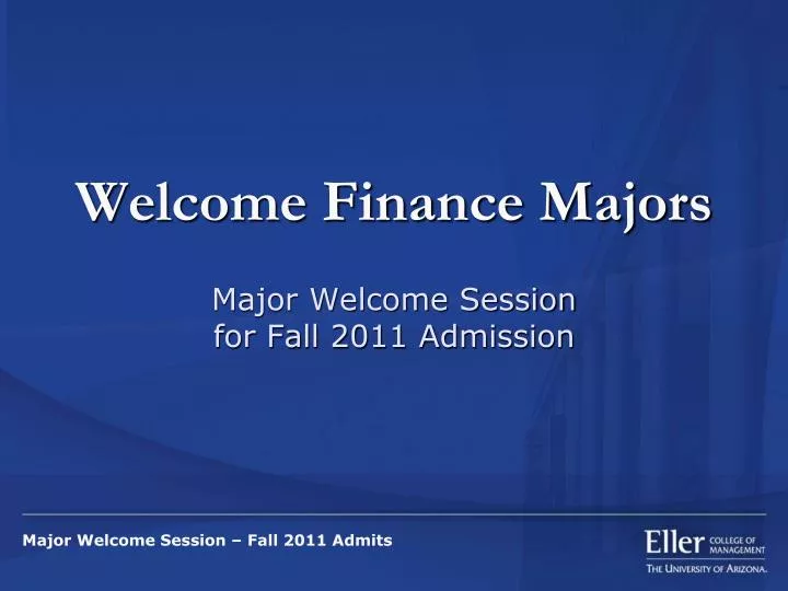 welcome finance majors