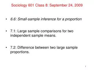 Sociology 601 Class 8: September 24, 2009