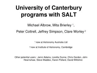 University of Canterbury programs with SALT