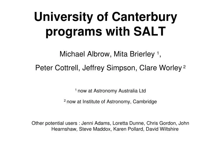 university of canterbury programs with salt