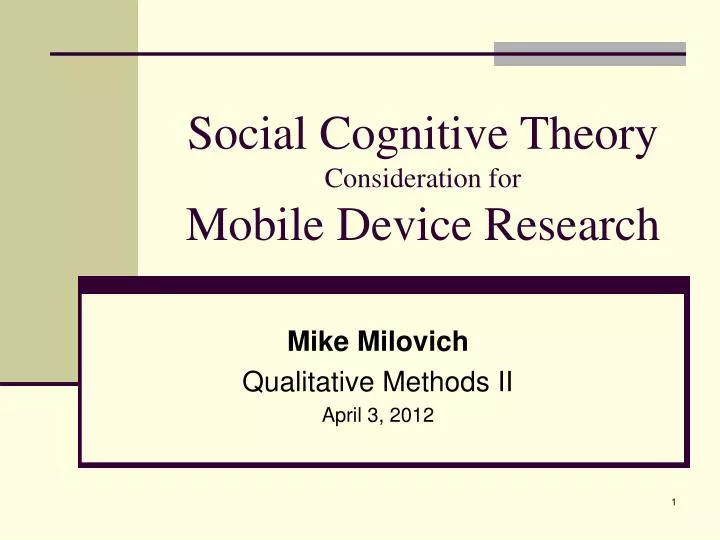 social cognitive theory consideration for mobile device research