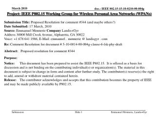 Project: IEEE P802.15 Working Group for Wireless Personal Area Networks (WPANs)