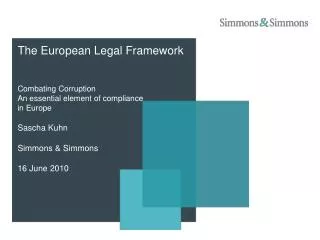 The European Legal Framework