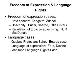Freedom of Expression &amp; Language Rights