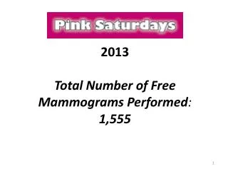 2013 Total Number of Free Mammograms Performed : 1,555