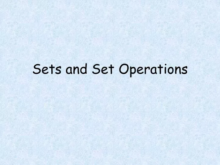 sets and set operations