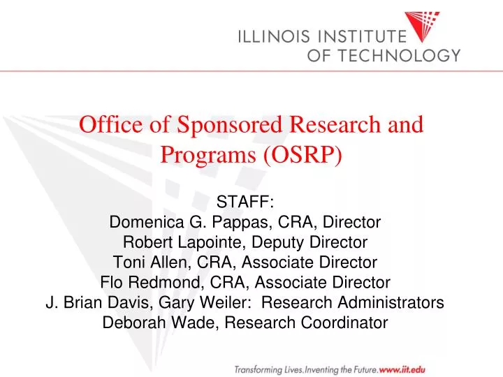 office of sponsored research and programs osrp