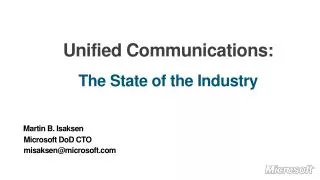 Unified Communications: The State of the Industry