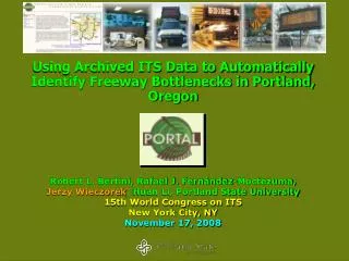 Using Archived ITS Data to Automatically Identify Freeway Bottlenecks in Portland, Oregon