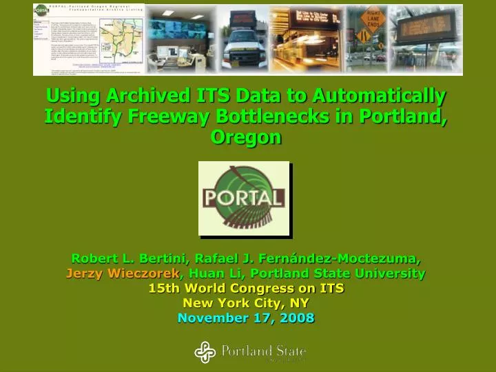 using archived its data to automatically identify freeway bottlenecks in portland oregon