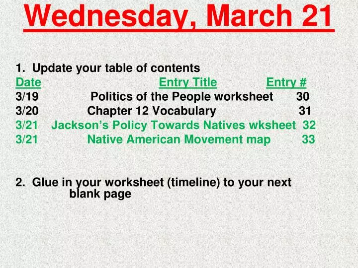 wednesday march 21