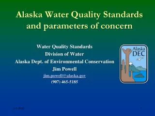 Alaska Water Quality Standards and parameters of concern