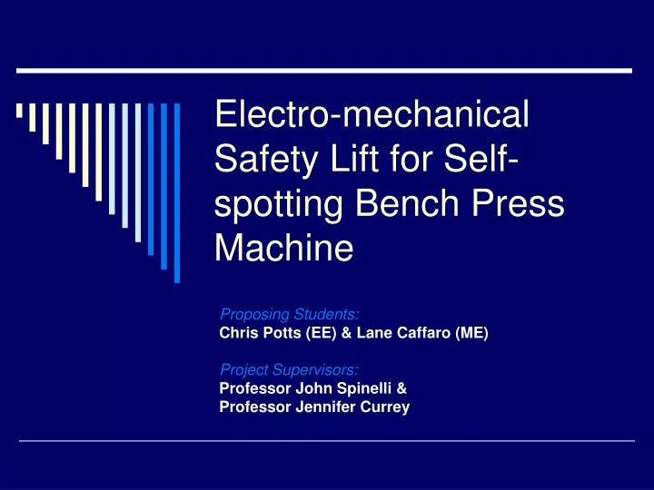 electro mechanical safety lift for self spotting bench press machine