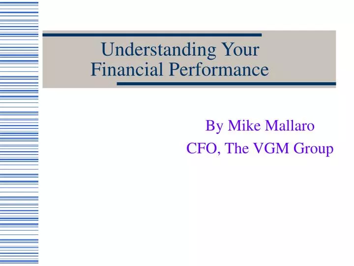 understanding your financial performance