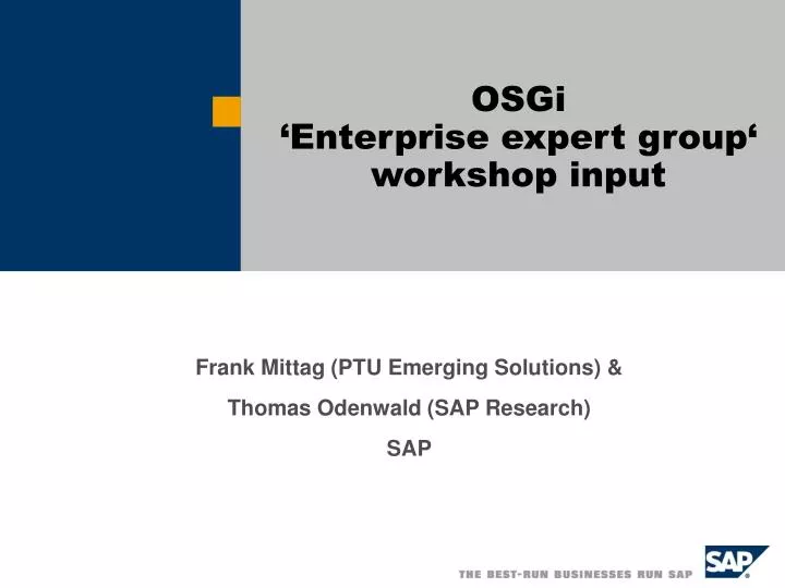 osgi enterprise expert group workshop input