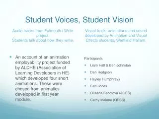 Student Voices, Student Vision