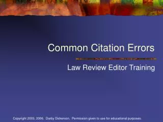 Common Citation Errors