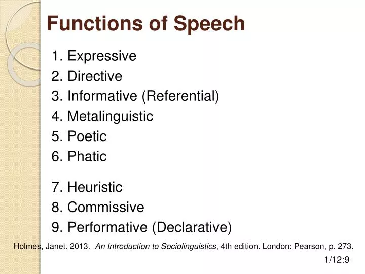 functions of speech