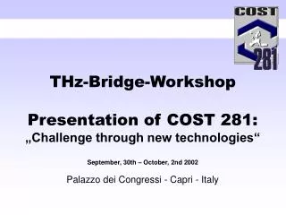 THz-Bridge-Workshop Presentation of COST 281: „Challenge through new technologies“