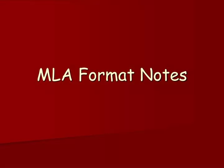 mla format notes