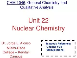 Unit 22 Nuclear Chemistry