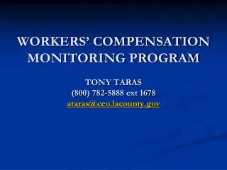 County Code 5.31.050 Workers’ Compensation System