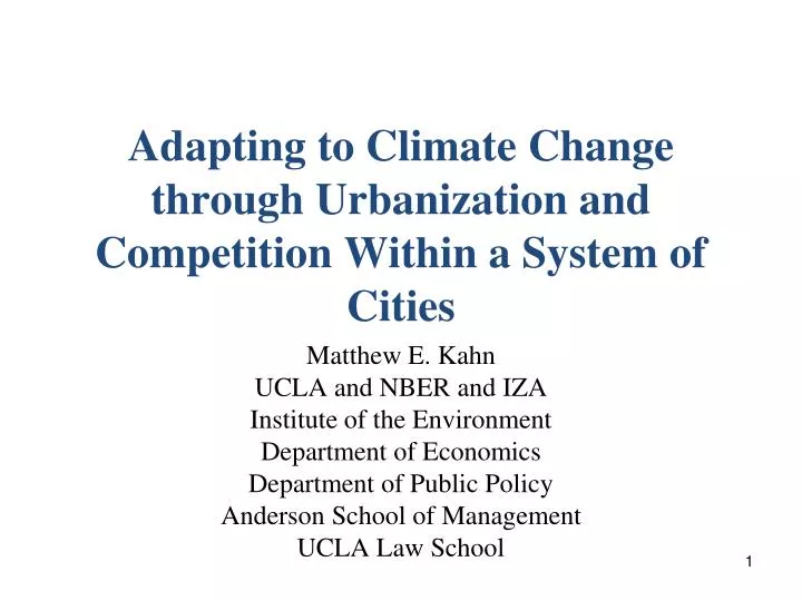 adapting to climate change through urbanization and competition within a system of cities