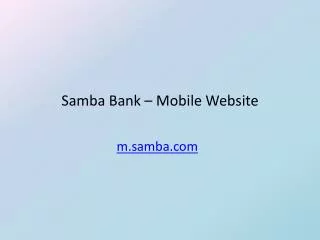 Samba Bank – Mobile Website