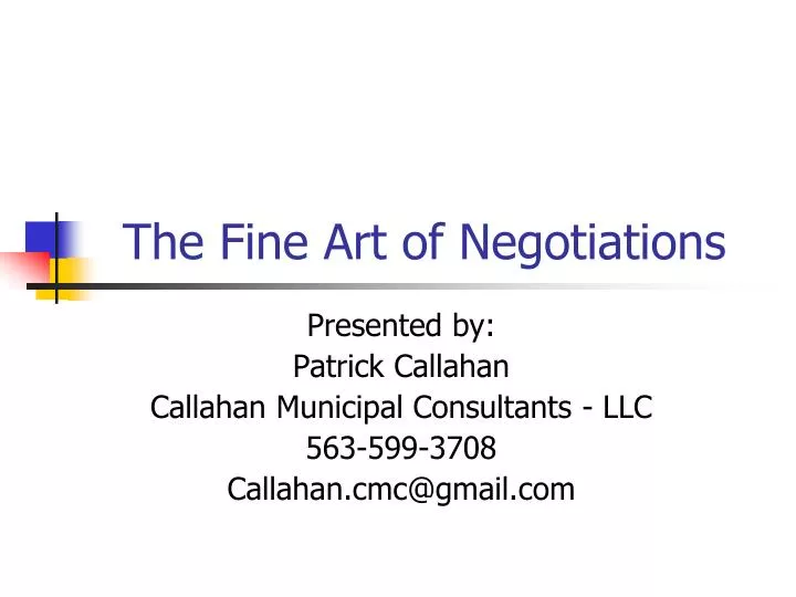 the fine art of negotiations