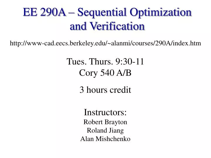ee 290a sequential optimization and verification
