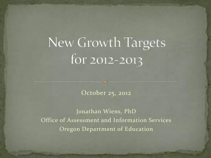 new growth targets for 2012 2013