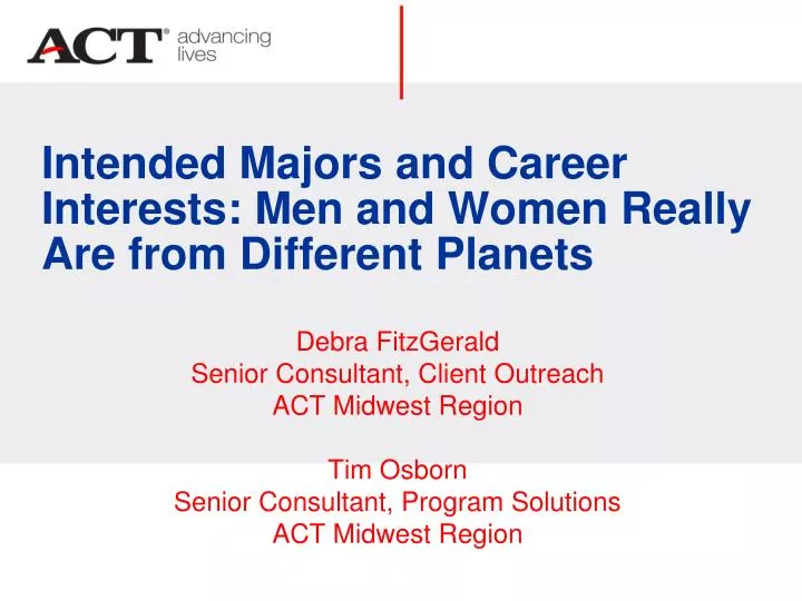 intended majors and career interests men and women really are from different planets