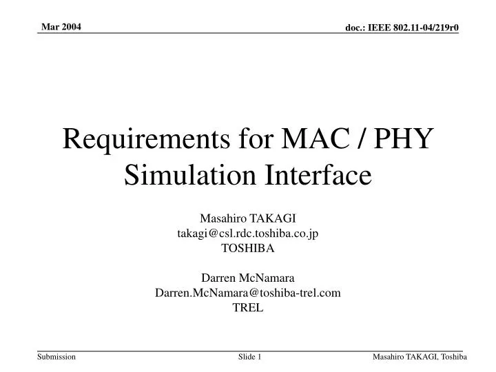 requirements for mac phy simulation interface