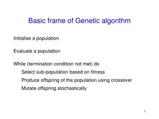Basic frame of Genetic algorithm