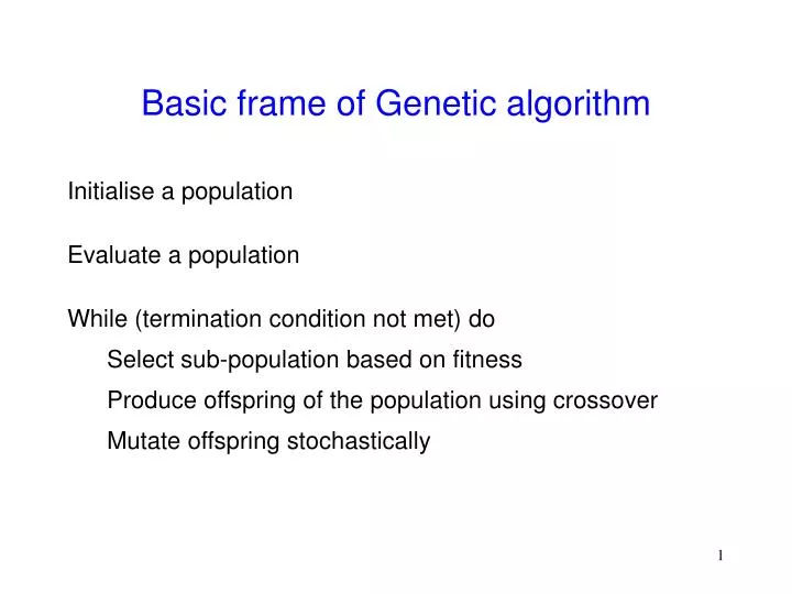 basic frame of genetic algorithm