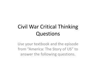 Civil War Critical Thinking Questions