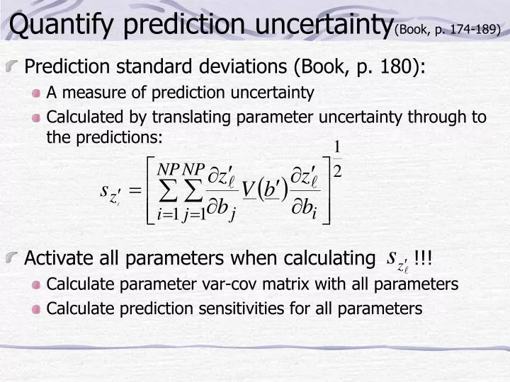 quantify prediction uncertainty book p 174 189