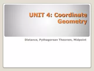 UNIT 4: Coordinate Geometry