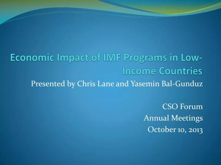 economic impact of imf programs in low income countries