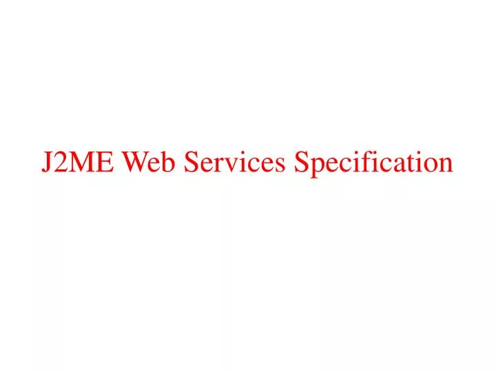 j2me web services specification