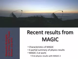 Recent results from MAGIC