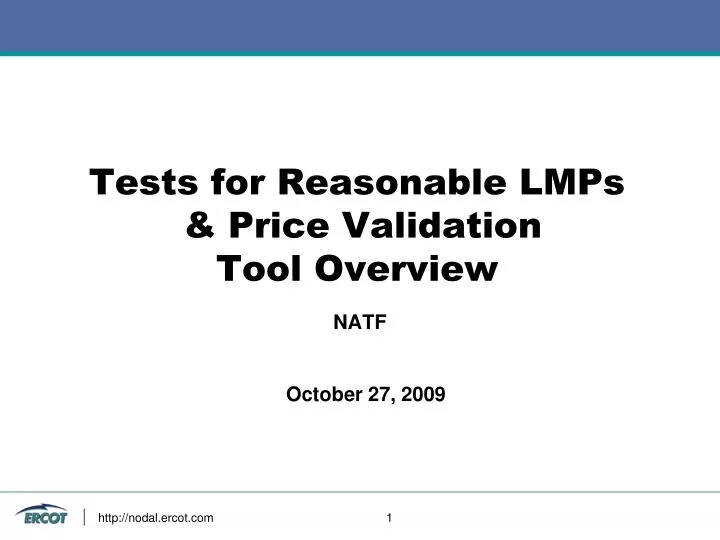 tests for reasonable lmps price validation tool overview