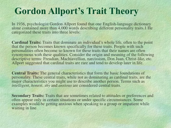 gordon allport s trait theory
