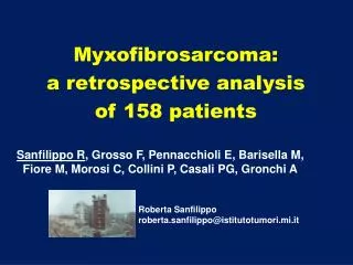 myxofibrosarcoma a retrospective analysis of 158 patients