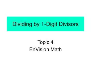 Dividing by 1-Digit Divisors
