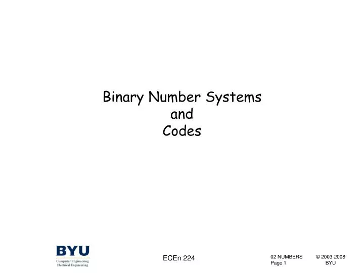 binary number systems and codes