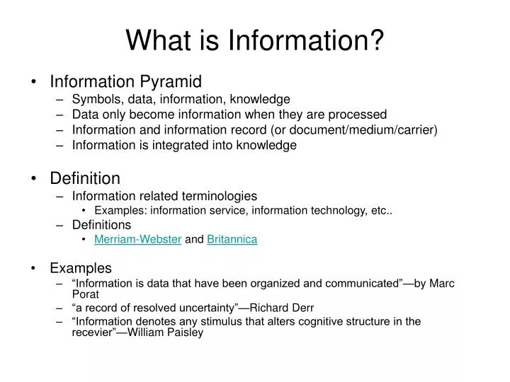 definition of information presentation