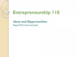 Entrepreneurship 110