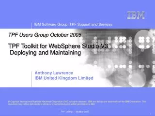 TPF Toolkit for WebSphere Studio V3 Deploying and Maintaining