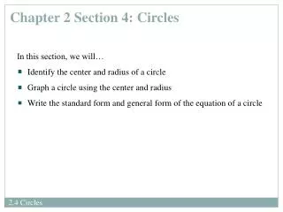 Chapter 2 Section 4: Circles